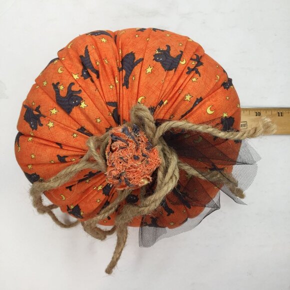 Handmade Halloween Fabric Pumpkins Set 2 Decorative Plush Spooky Twine Accents - Picture 15 of 16